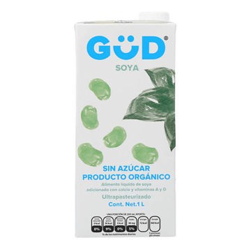 Leche de Soya GUD 12 pz de 1 Lt (sin azucar)Producto Organico