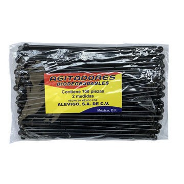 Agitador Negro Biodegradable 100 piezas