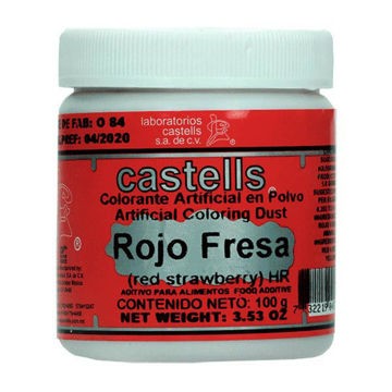 Color rojo fresa polvo Castells Bote de 100 g