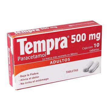 Paracetamol con 10 tabletas de 500 Mg
