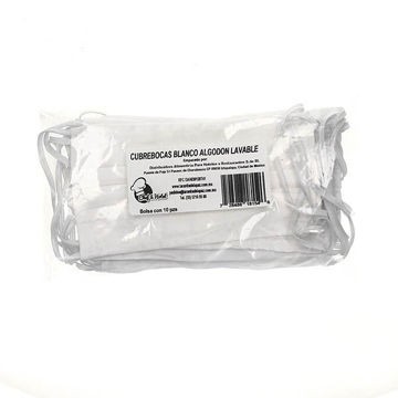 Cubrebocas Blanco Algodon LAVABLE Paquete CHICO 10 pz Chef & Hotel