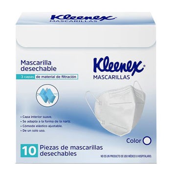 Cubrebocas Kleenex tipo K95 Blanco con 10 pz