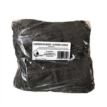 Cubrebocas Negro con Gris de tela LAVABLE Bolsa 100 pz Chef & Hotel