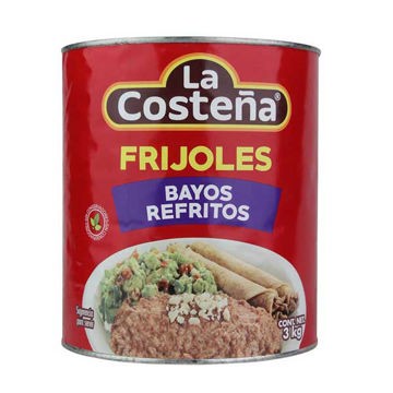 Frijoles bayos refritos La Costeña 6 latas de 3 kg