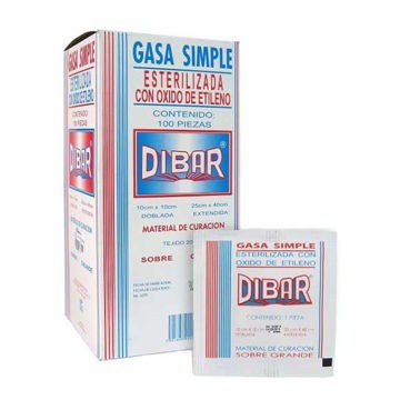 Gasa simple 10 x 10 cm Dibar de 100 piezas