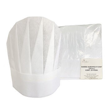 Gorro para Chef Ovalado Tipo Europeo con 25 Pz Escoffier